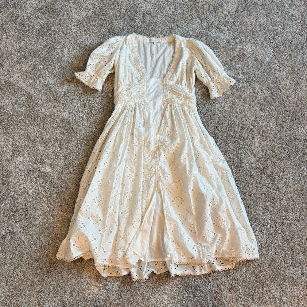 House Of Harlow 1960 White Eyelet Short Sleeve Dress Size s